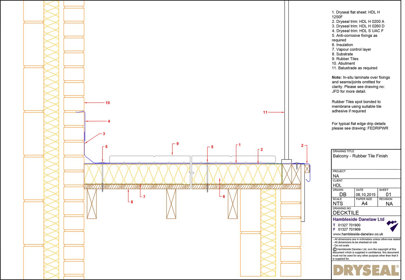 Dryseal Drawing Balcony Rubber Tile Finish