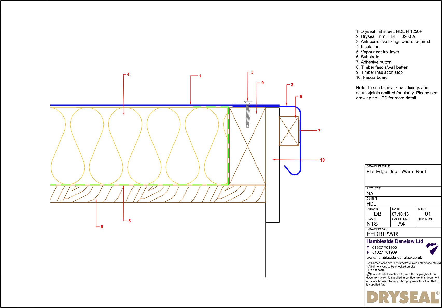 Dryseal Drawing Flat Edge or Drip Edge