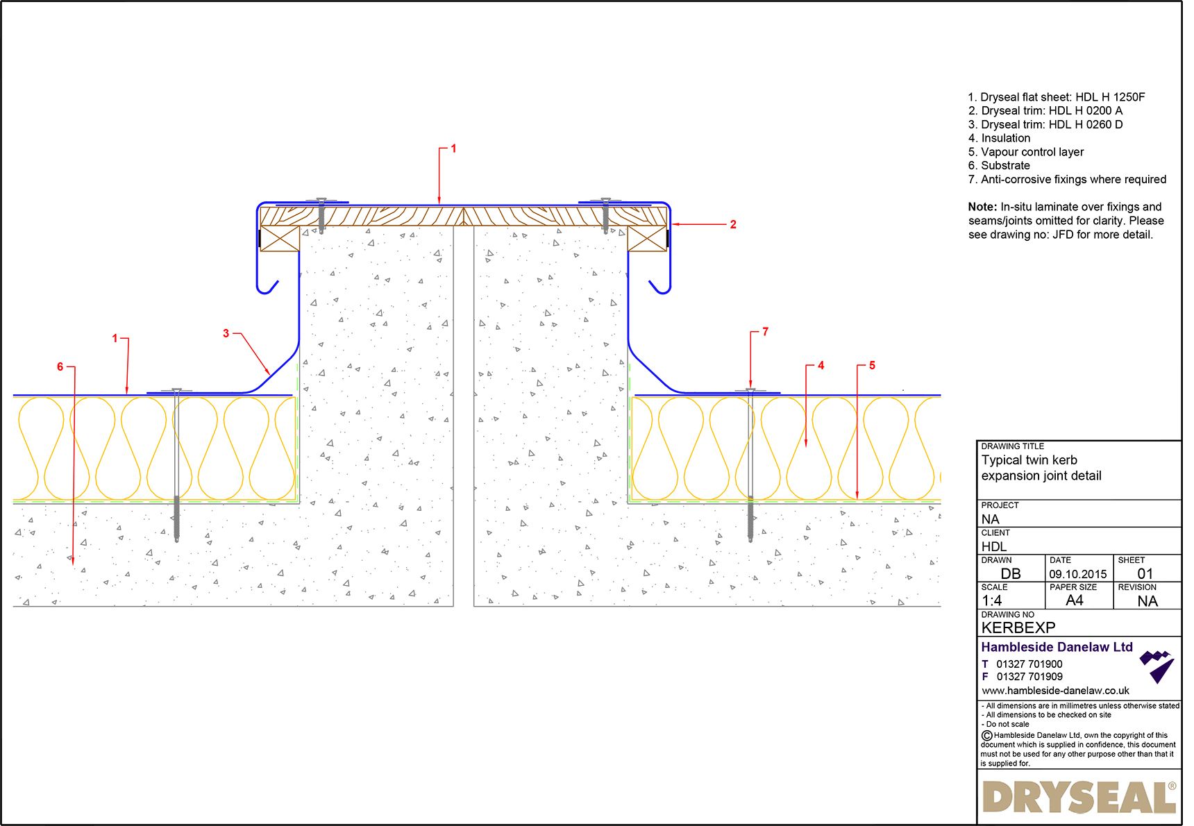 Dryseal Drawing Twin Kerb Expansion Joint