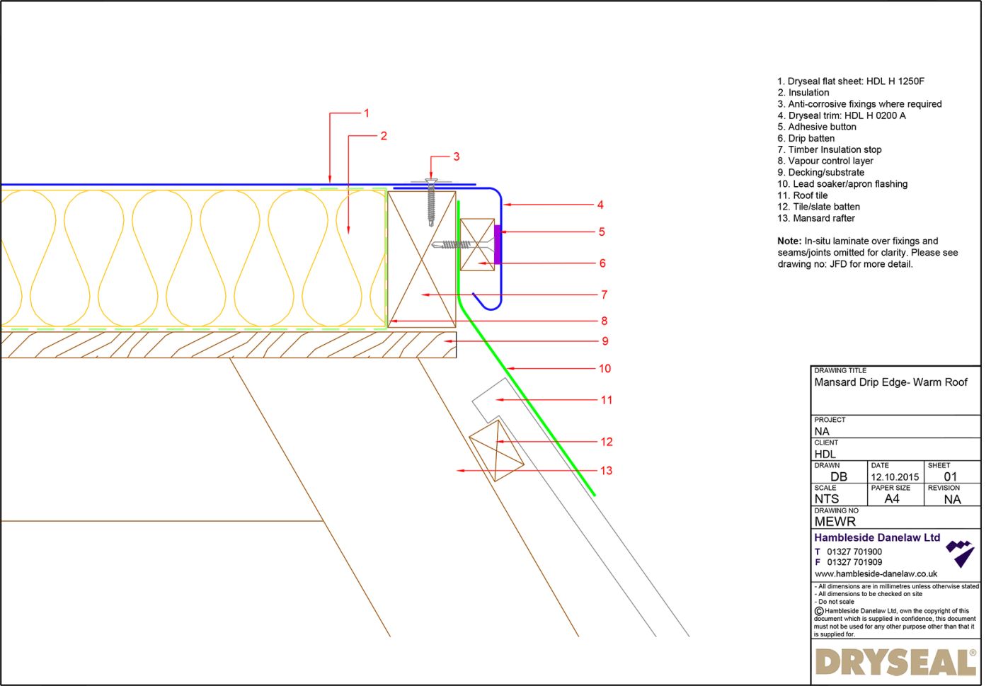Dryseal Drawing Mansard Edge Detail Warm Roof