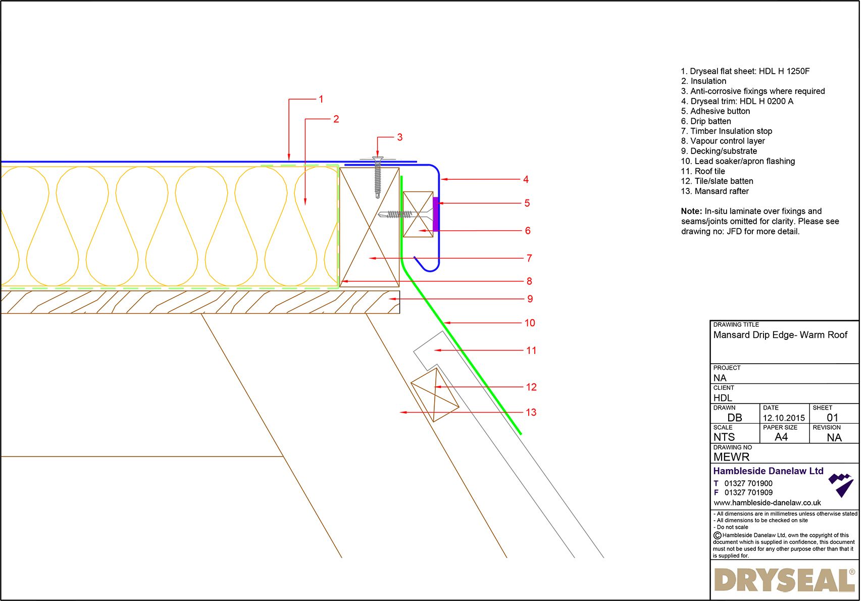 Dryseal Drawing Mansard Edge Detail Warm Roof