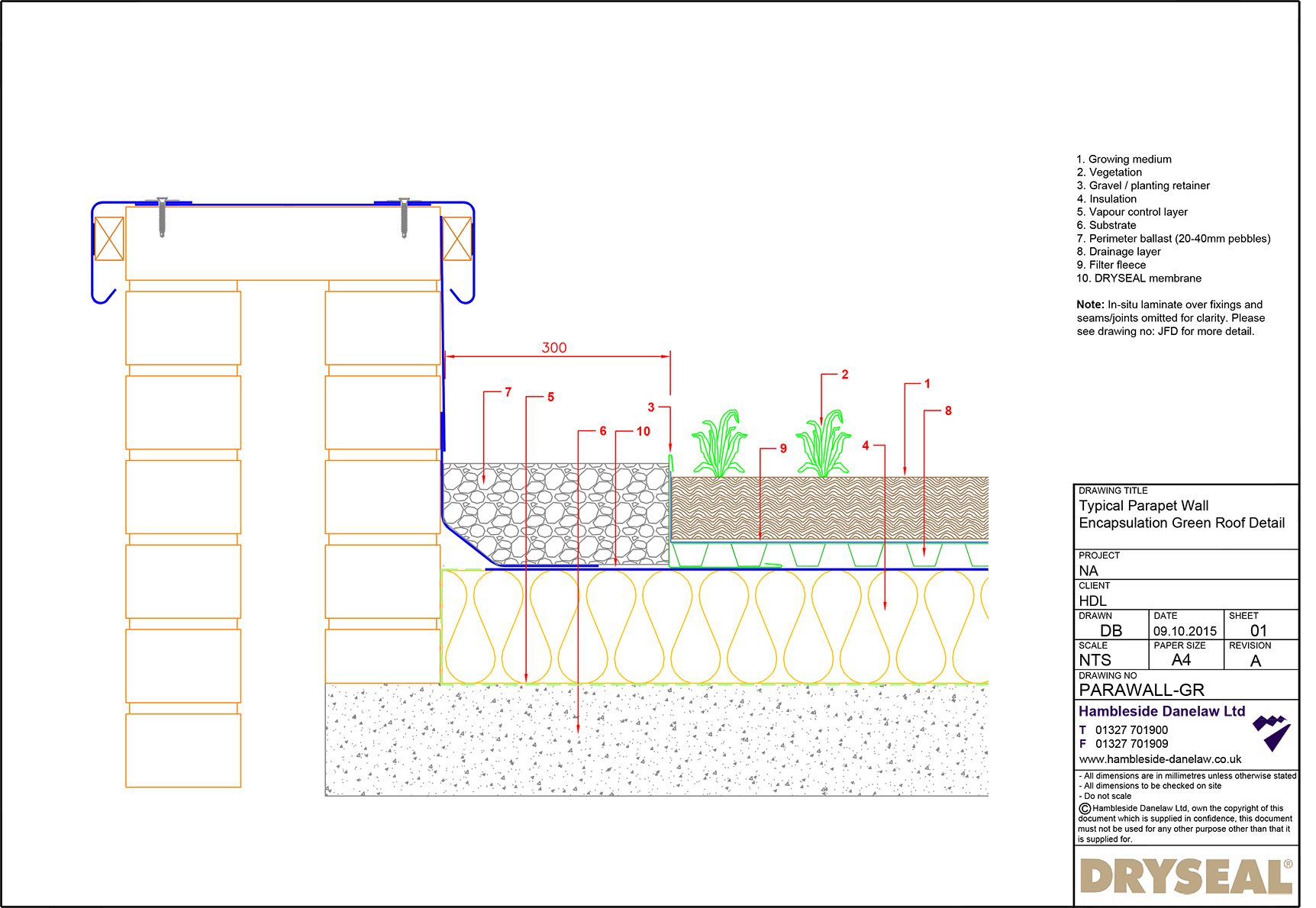 Dryseal Drawing Parapet Wall Encapsulation