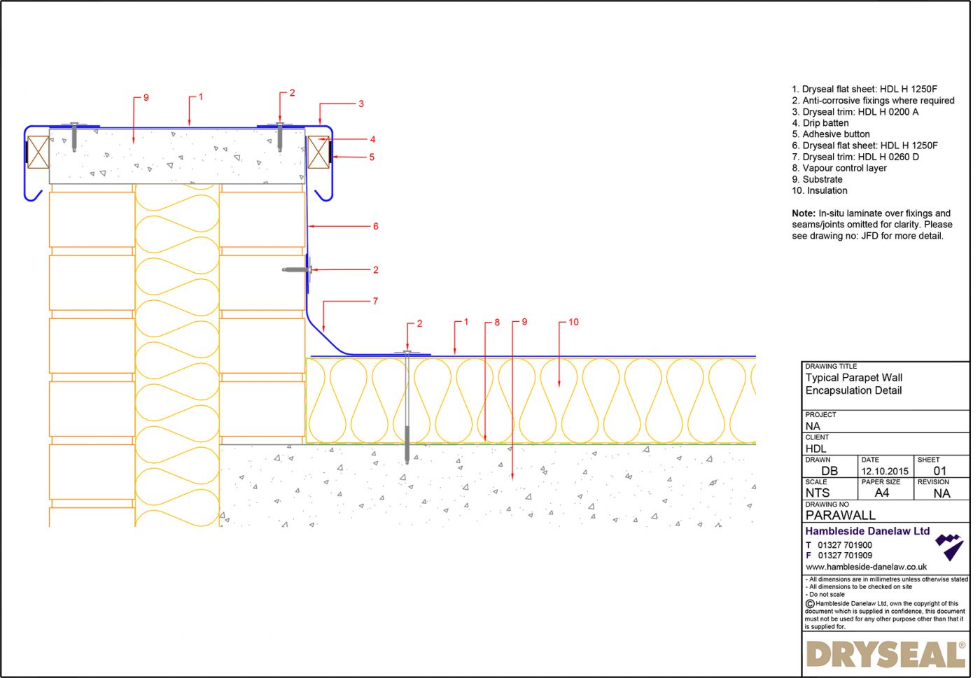 Dryseal Drawing Parapet Wall Encapsulation