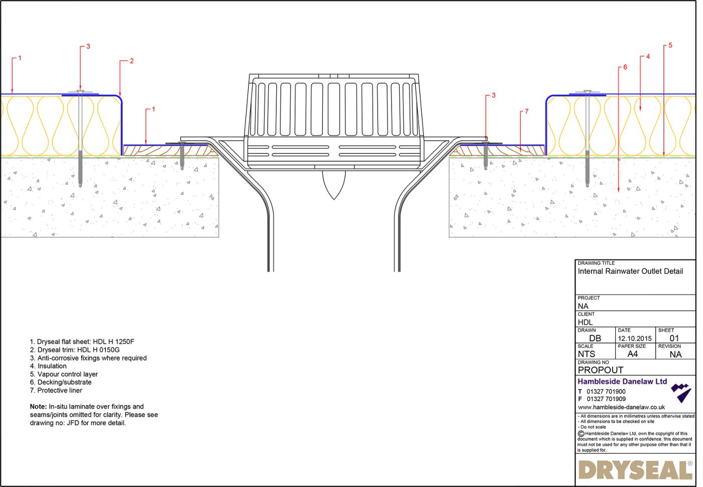 Dryseal Drawing Internal Rainwater Outlet