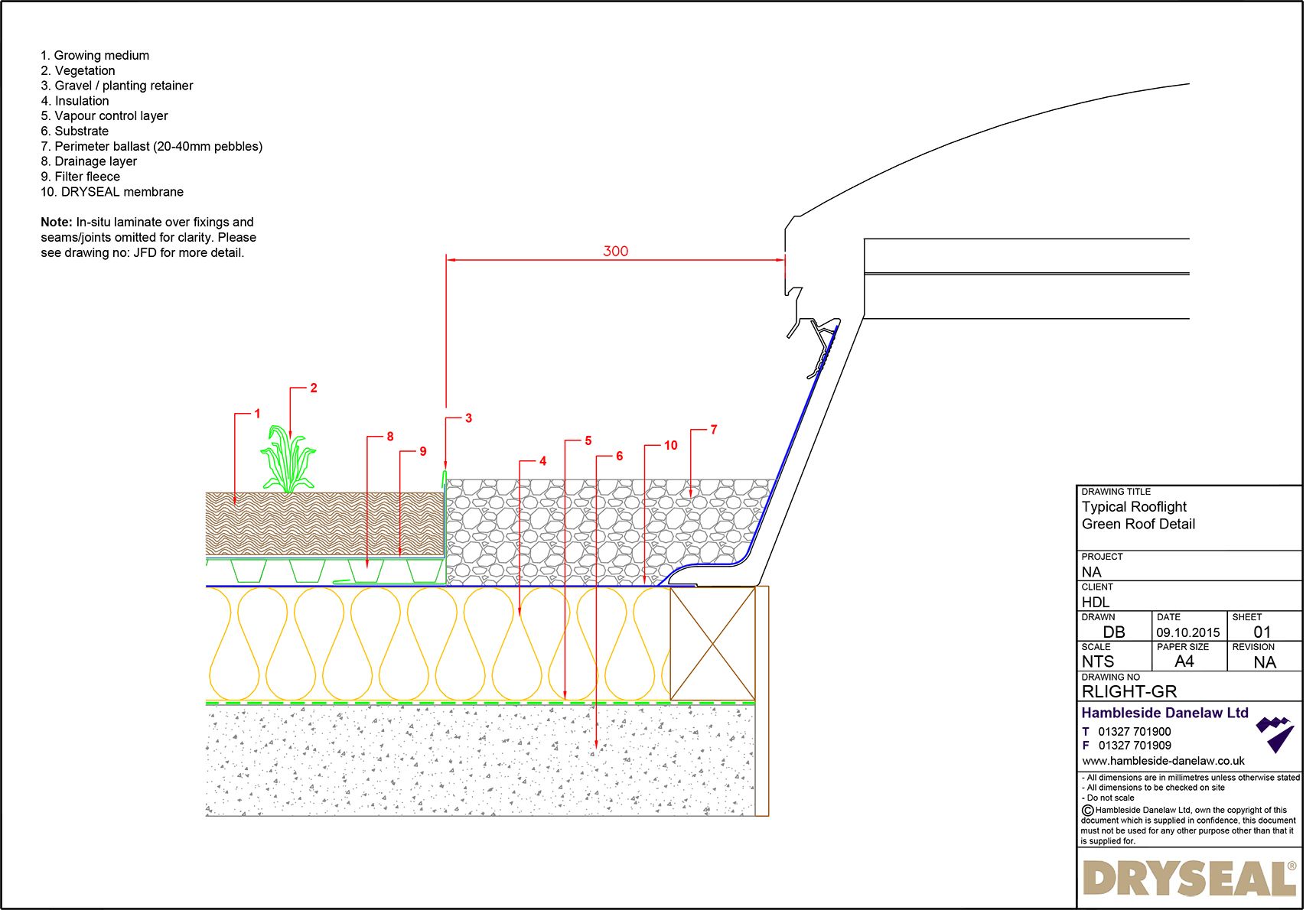 Dryseal Drawing Rooflight Green Roof