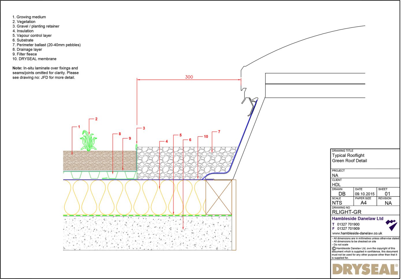 Dryseal Drawing Rooflight Green Roof