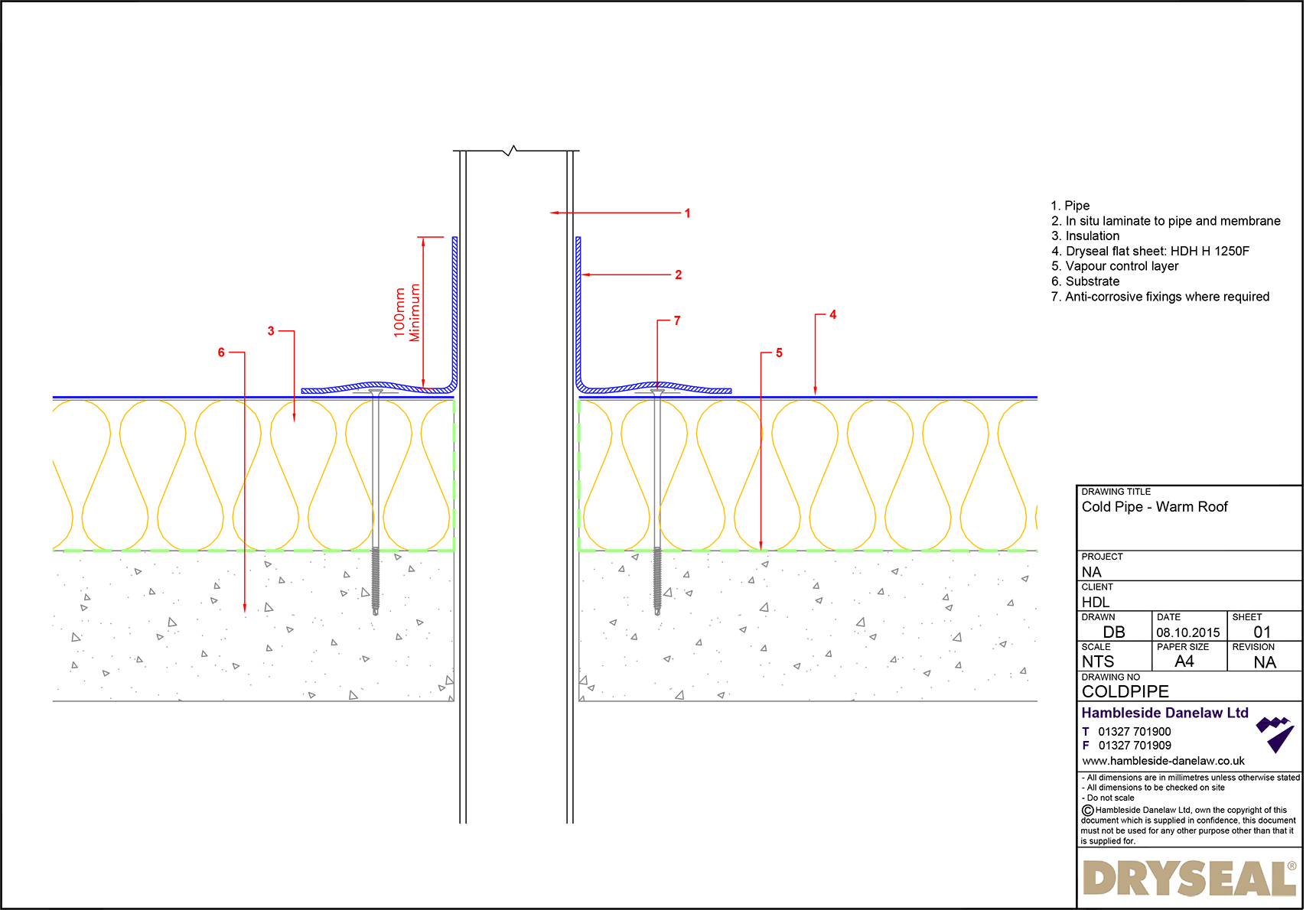 Dryseal Drawing Cold Pipe Penetration