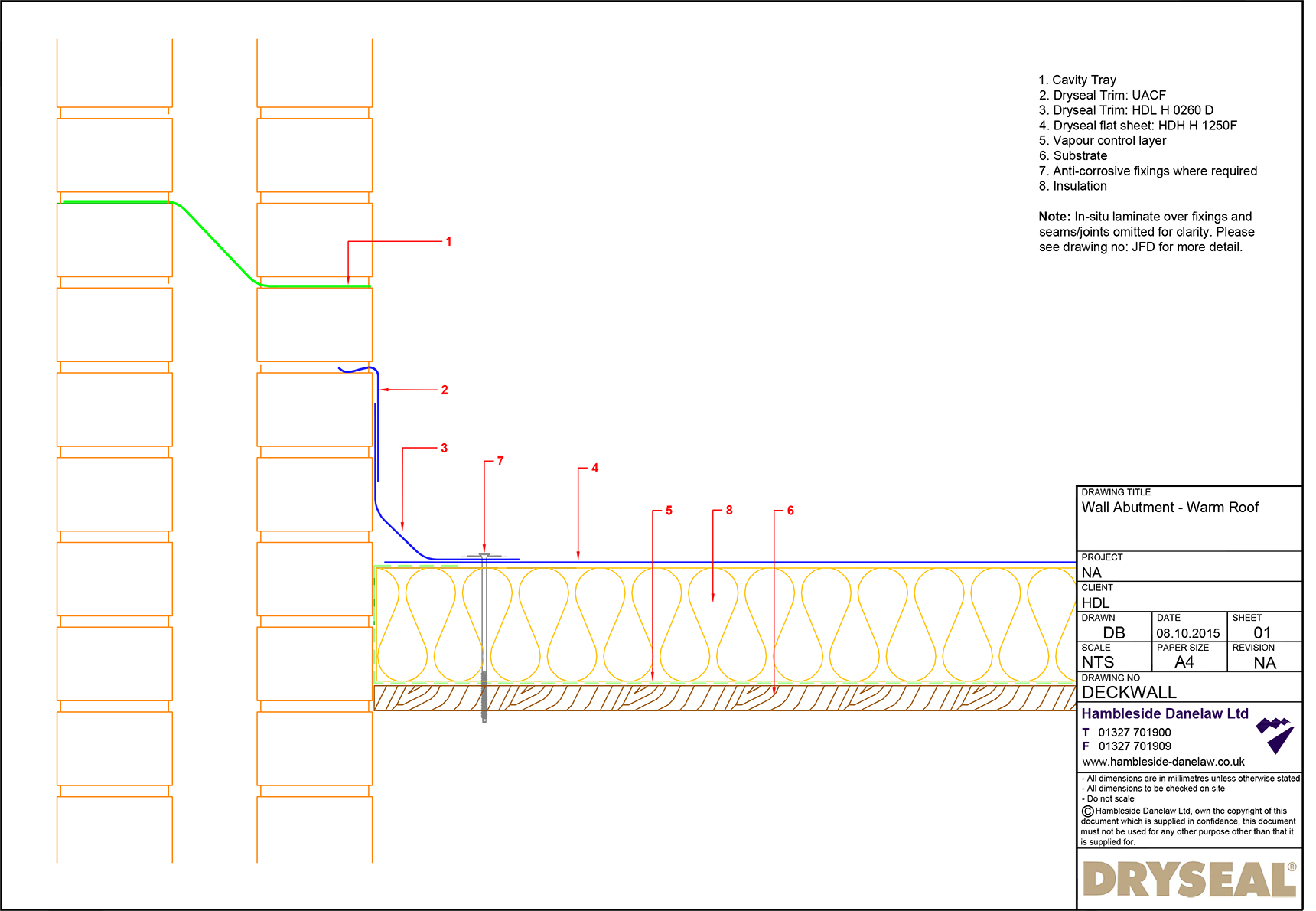 Dryseal Drawing Wall Abutment Detail Warm Roof