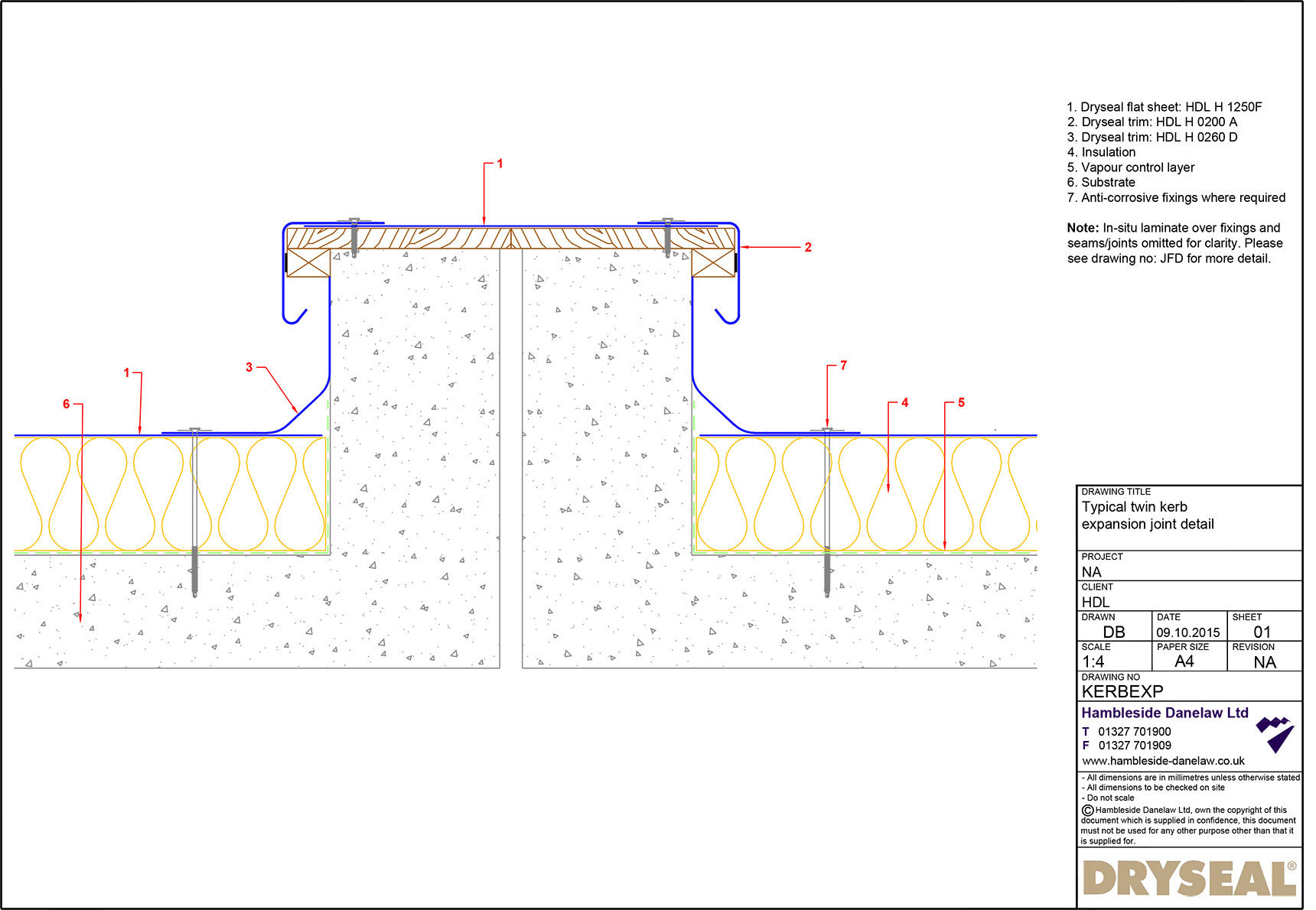 Dryseal Drawing Twin Kerb Expansion Joint