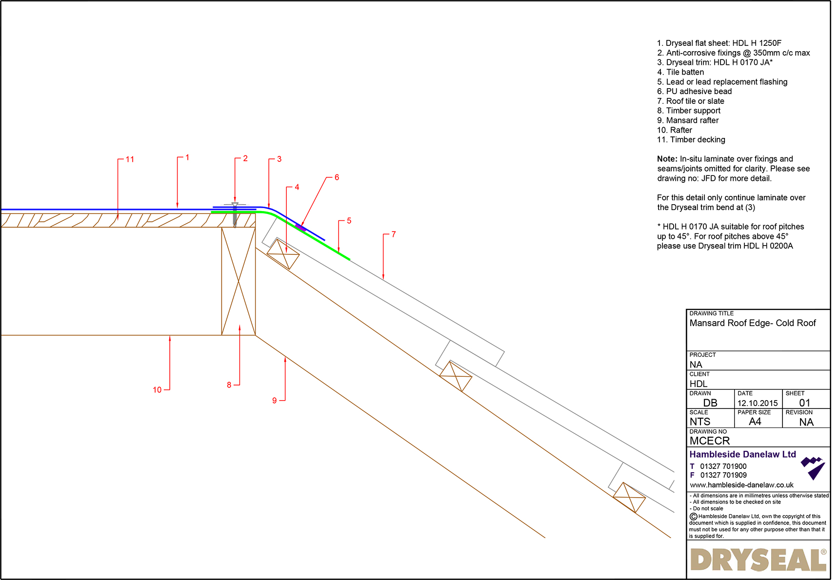 Dryseal Drawing Mansard Edge Detail Cold Roof