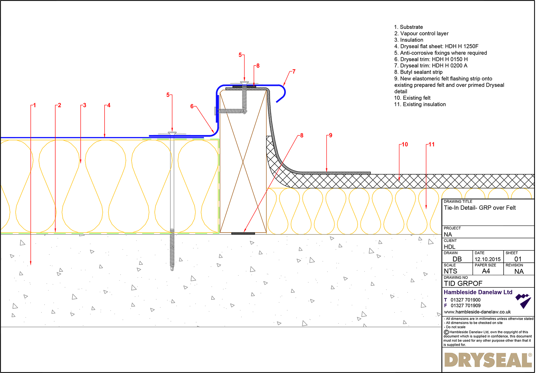 Dryseal Drawing Tie in Detail GRP Over Felt