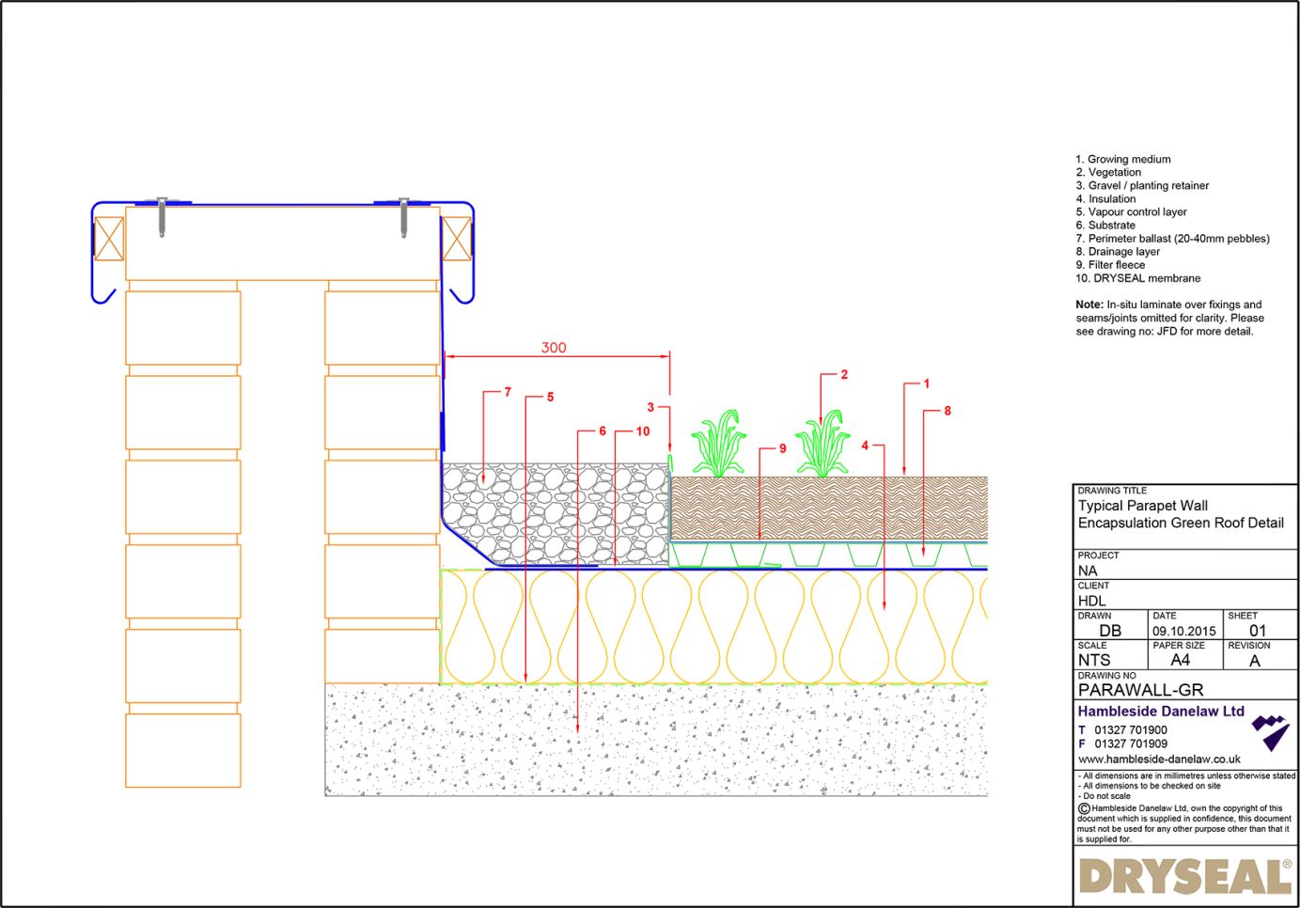 Dryseal Drawing Parapet Wall Encapsulation