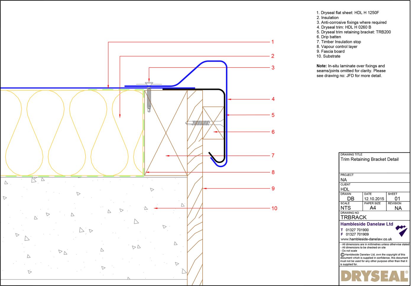 Dryseal Drawing Trim Retaining Bracket