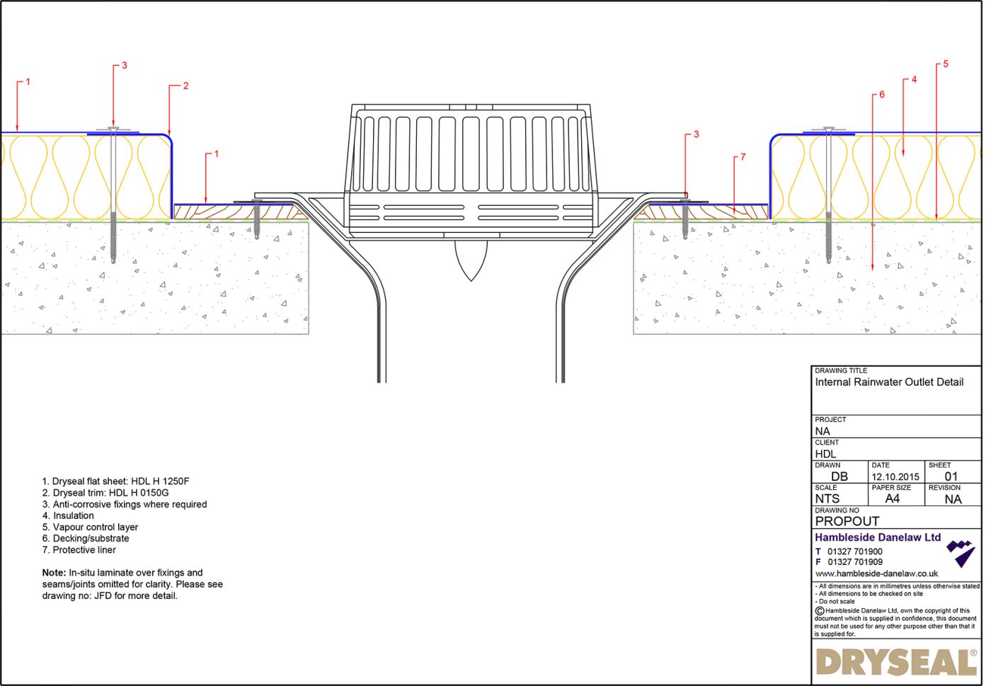 Dryseal Drawing Internal Rainwater Outlet