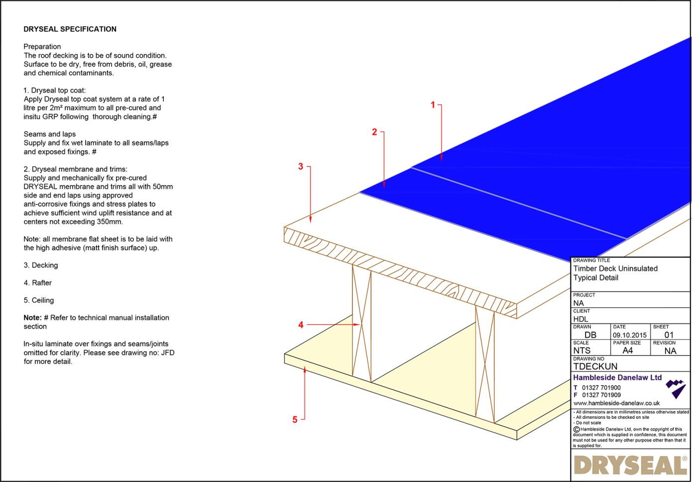 Dryseal Drawing Timber Deck Uninsulated