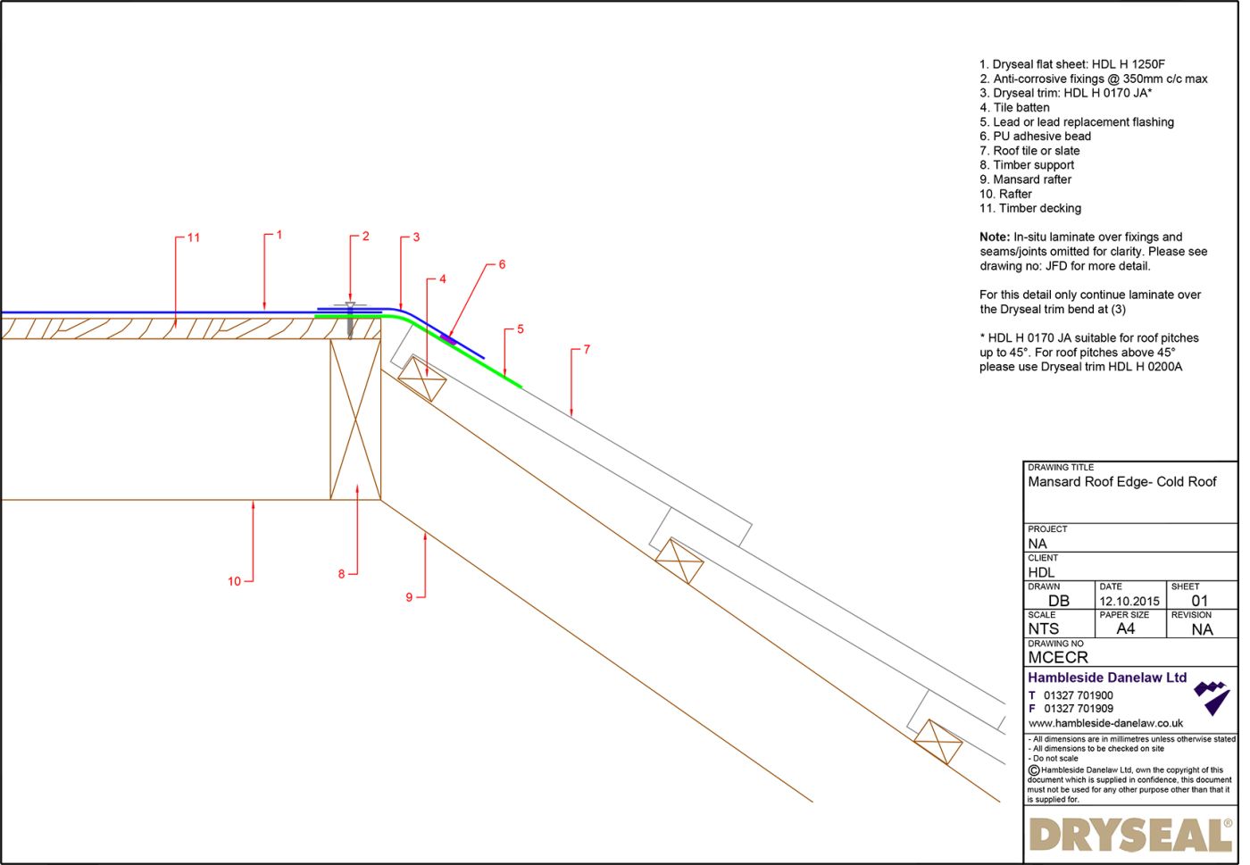 Dryseal Drawing Mansard Edge Detail Cold Roof