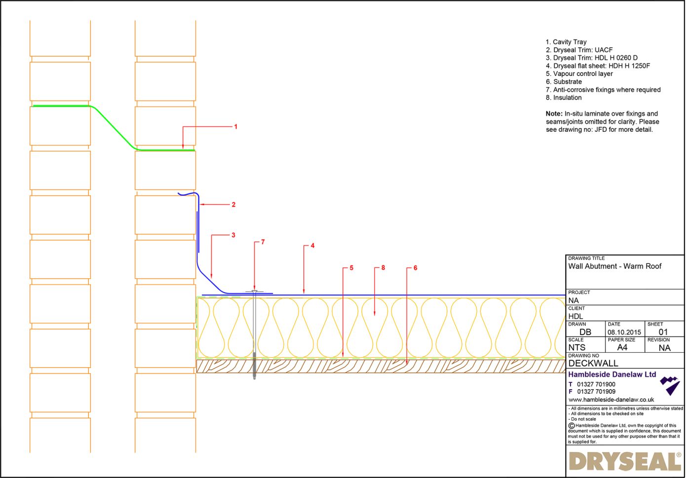 Dryseal Drawing Wall Abutment Detail Warm Roof