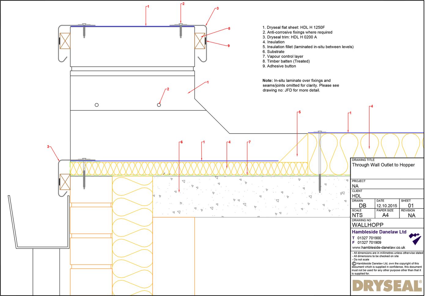 Dryseal Drawing Through Wall Outlet to Hopper